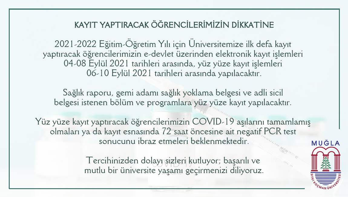 2021 yks sonuclarina gore universitemize yerlestirilen ogrencilerimiz icin kayit bilgileri