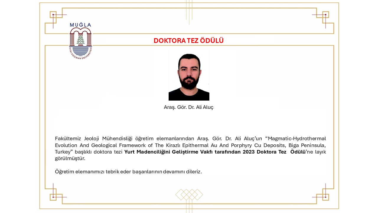 MSKÜ’lü Araştırma Görevlisine Doktora Tez Ödülü